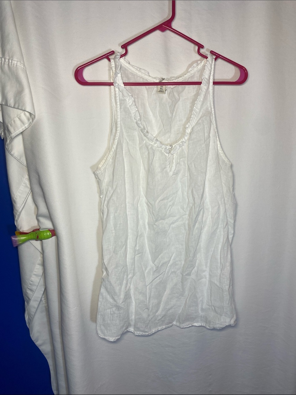 White Women's Ruffle-Trim Tank Top - Picture 1 of 6